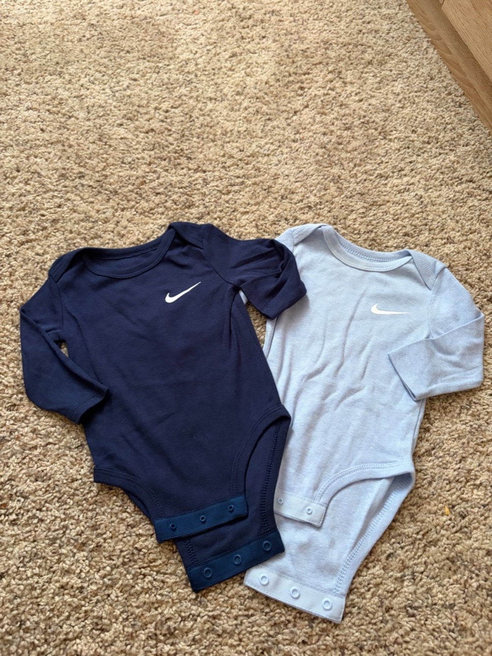 Nike Long-Sleeve Baby Bodysuits - Navy & Light Blue